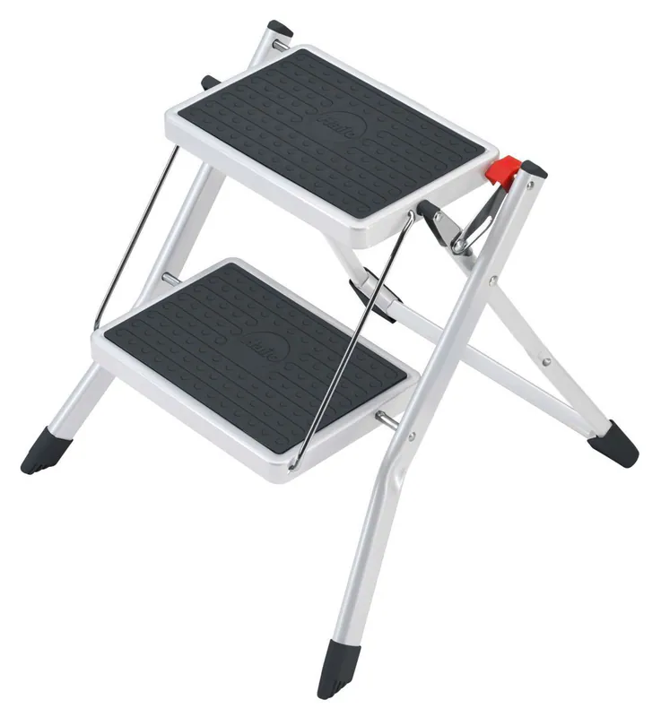 Hailo Mini Stahl-Klapptritt weiss, Riffelmat