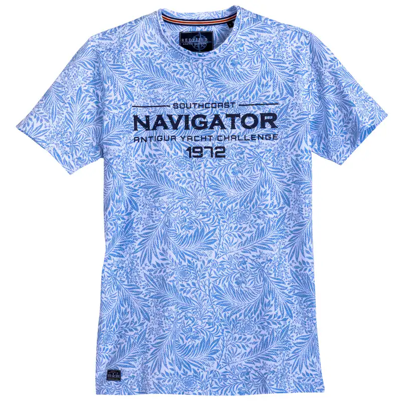 Redfield T-Shirt Übergröße Alloverprint hellblau