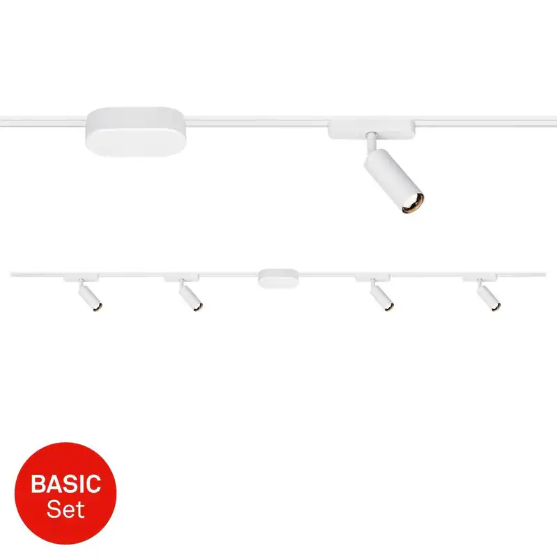 Luxtrail Schienensystem Starterset 4x LED Spot Schwenkbar Erweiterbar Weiß 2m