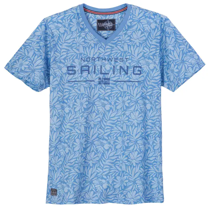 Redfield Übergrößen T-Shirt Alloverprint hellblau
