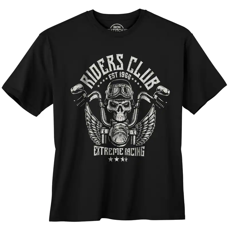Iron Stitch Übergrößen T-Shirt schwarz Riders Club 3XL 4XL 5XL 6XL 7XL 8XL 10XL