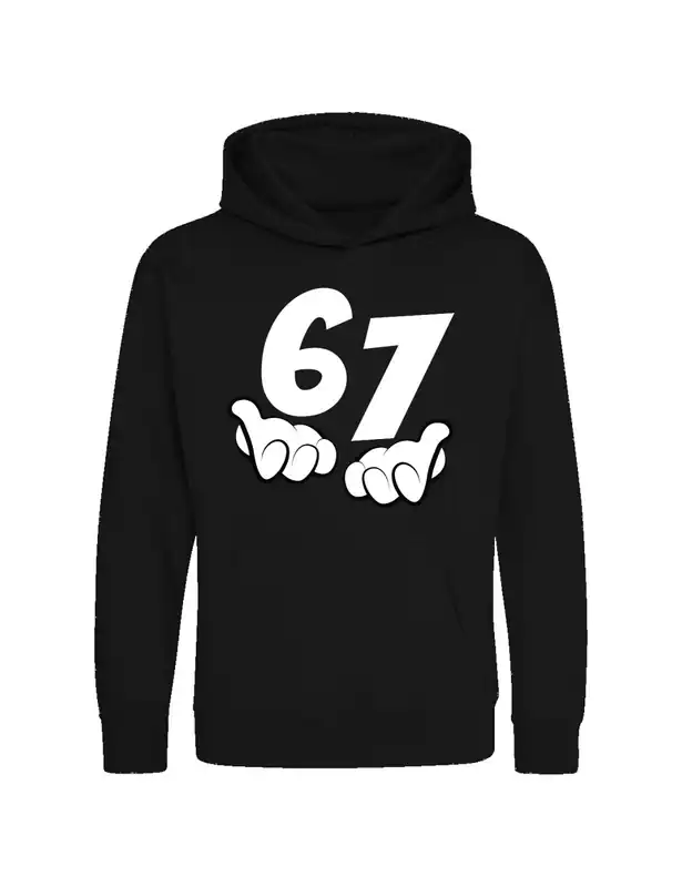 Kinder Hoodie "67" Aufdruck mit lustiger Botschaft Geschenk für Jungen & Mädchen