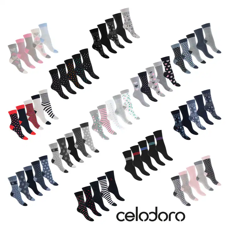 Celodoro Süße Damen Eco Socken mit Motiv (10 Paar) Regenerative Baumwolle