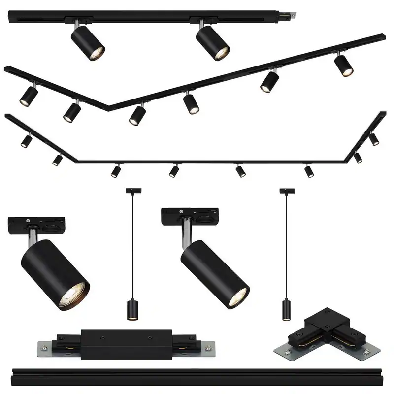 Briloner Rail Hochvolt LED Schienensystem Set Spot Pendelleuchte 230V Schwarz