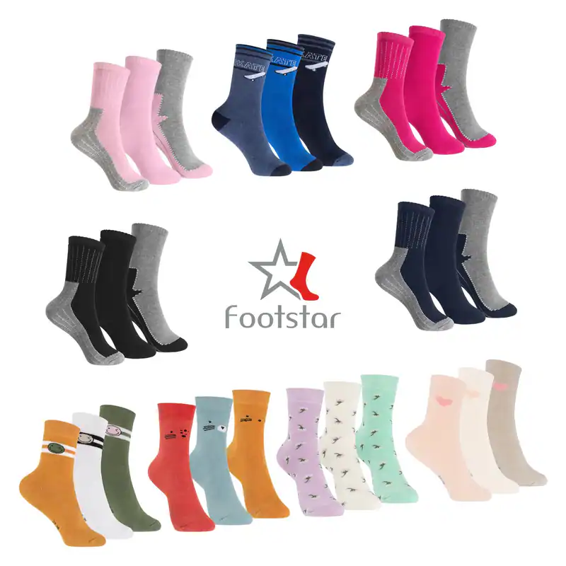 Footstar Kinder Frottee-Socken mit Motiv (3 Paar oder 6 Paar) Thermo Socken