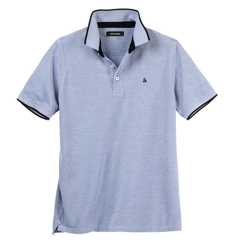Jack & Jones Poloshirt Übergröße blau melange 3XL-8XL 100% Baumwoll-Piqué weich