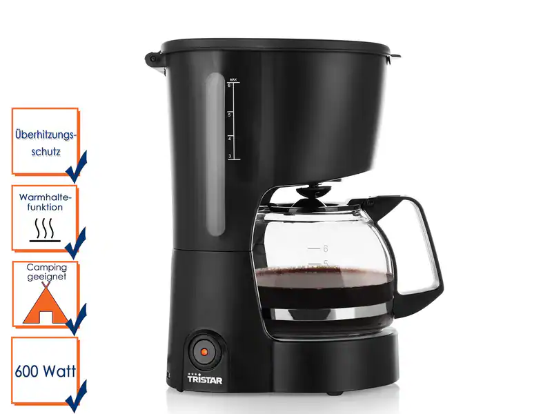 Kompakte Kaffee Maschine 600 Watt Dauerfilter Anti-Tropfsystem Tristar
