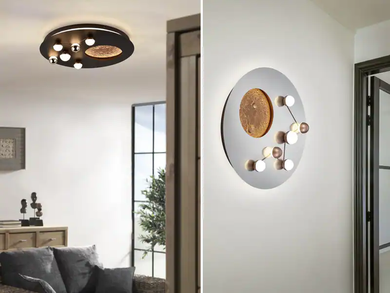 Dimmbare LED Deckenleuchten Design Mond & Sternenbild, Lichtfarbe einstellbar