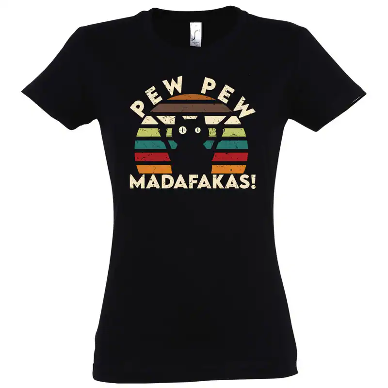 Youth Designz Pew Pew Madafakas Damen T-Shirt Lustig Katzen Mama Haustier Süß