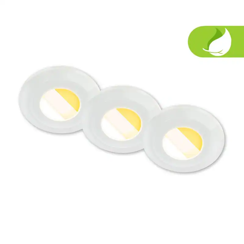 3er Set LED Bad Einbaustrahler 230V CTS Schalter Ra90 Flach Wasserfest Weiß