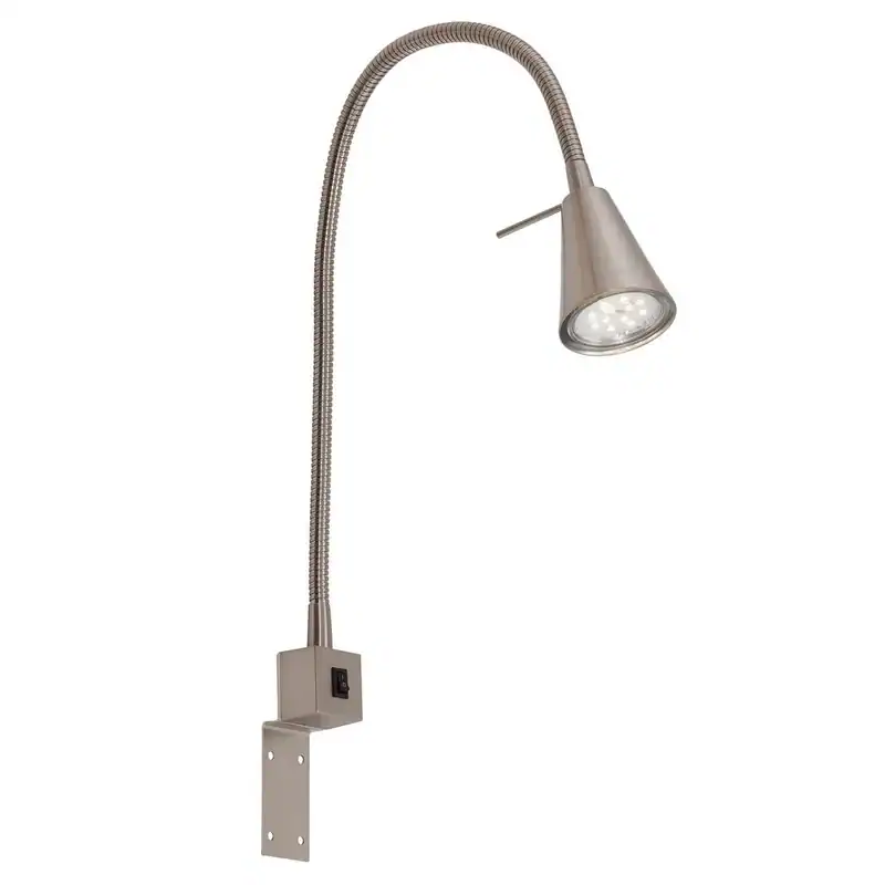 LED Bettleuchte Leselampe Schalter Flexibel GU10 5W Metall 40,3cm Matt Nickel