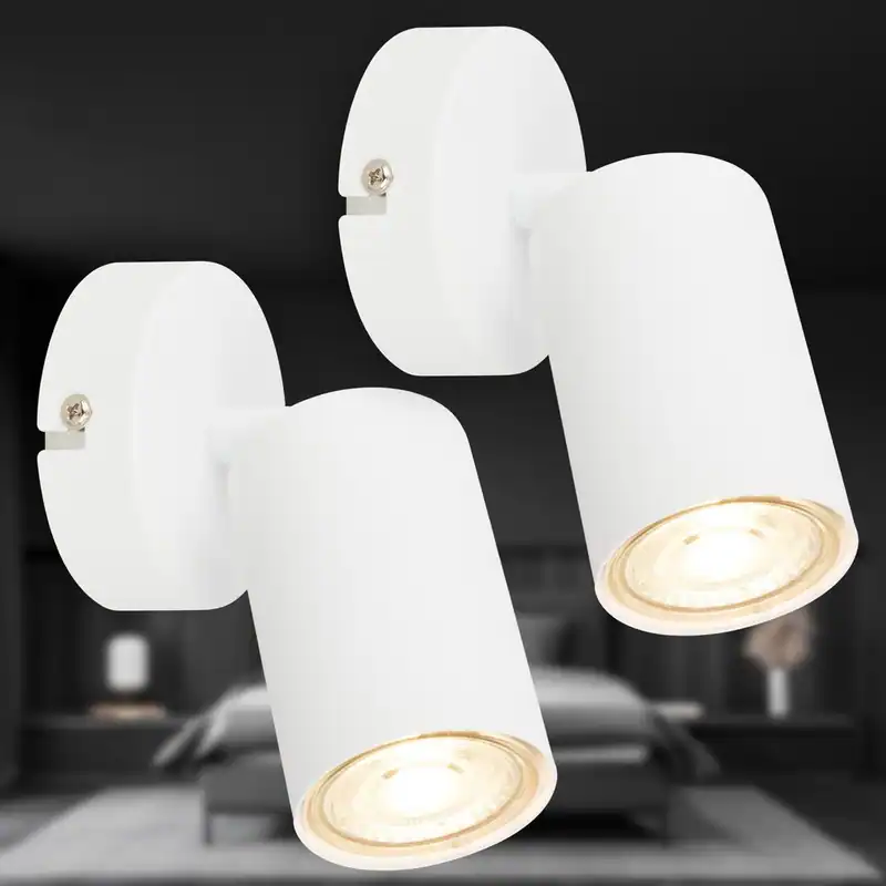 Wandleuchte LED Wandspot 2er Set GU10 Wandlampe Strahler Schwenkbar Drehbar Weiß