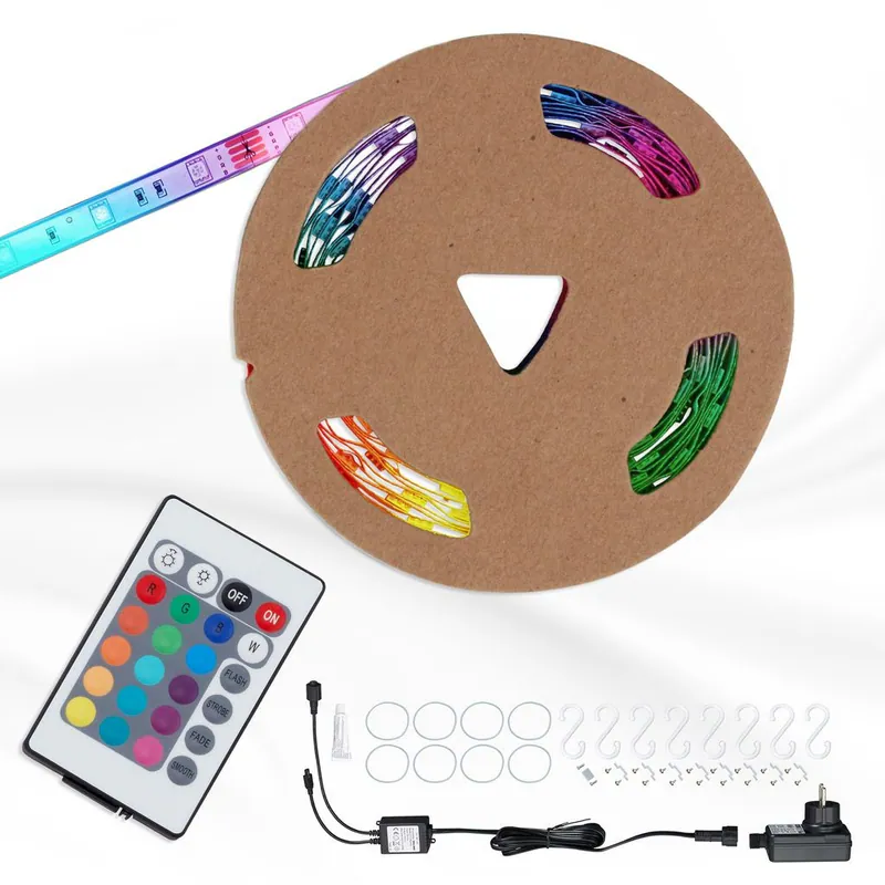 RGB LED Strip LED Band Außen 5 Meter Dimmbar kürzbar IP44 150xLED 24W Briloner