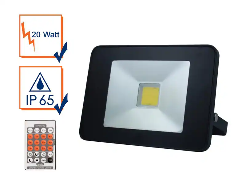 20W LED Strahler mit Bewegungsmelder + Fernbedienung, Außenleuchte Fluter Wand