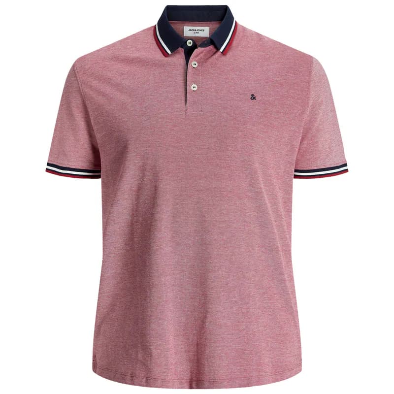Jack & Jones Poloshirt Übergröße rot melange 3XL-8XL 100% Baumwoll-Piqué modisch