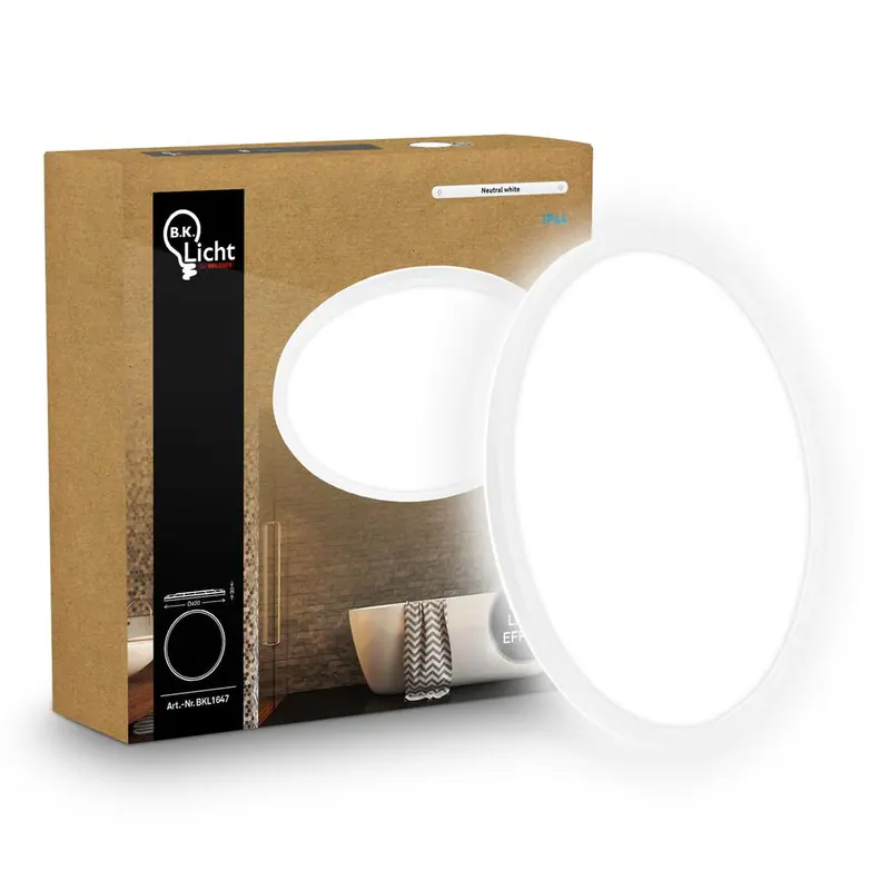 LED Deckenlampe Panel Bad Deckenleuchte Flach IP44 Neutralweiß Licht 42cm Weiß