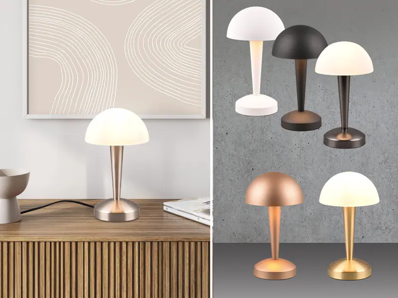 Coole LED Nachttischlampe mit Glaslampenschirm Pilz Jugendzimmer Touch Dimmer