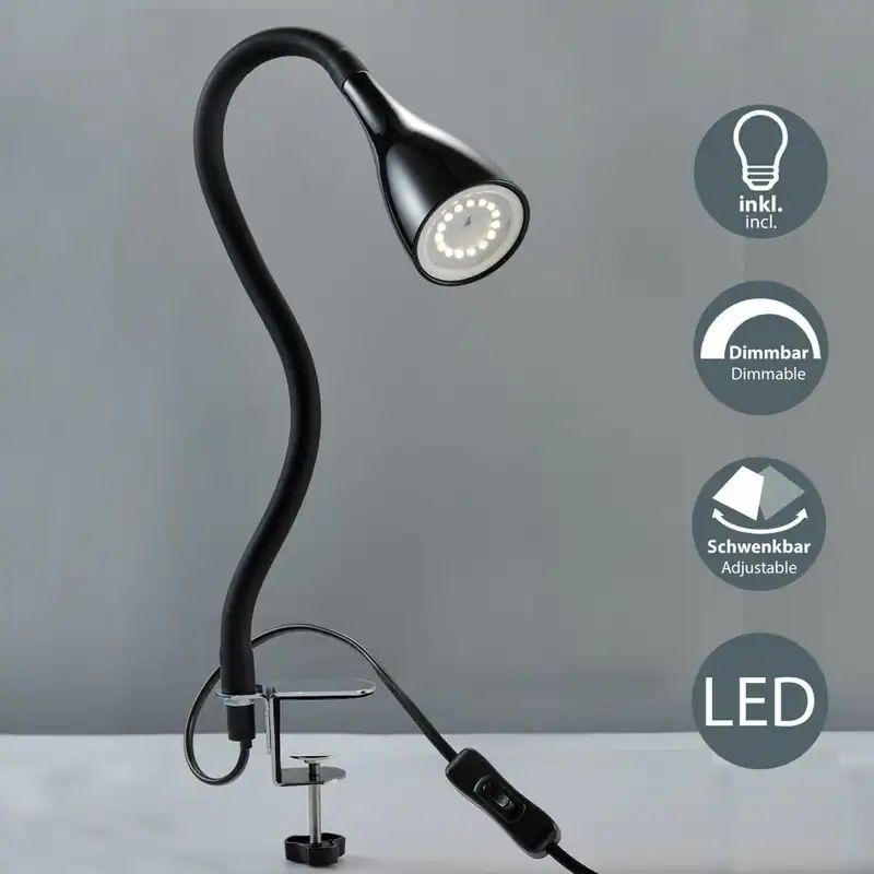 Klemmleuchte schwarz/weiß flexible Leselampe Tisch-Lampe dimmbar GU10 B.K.Licht