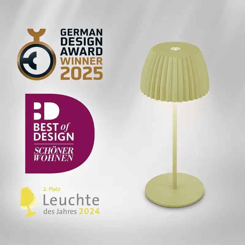 Riffle Mini LED Tischlampe Akku Tischleuchte Dimmbar Kabellos Touch IP44 Grün
