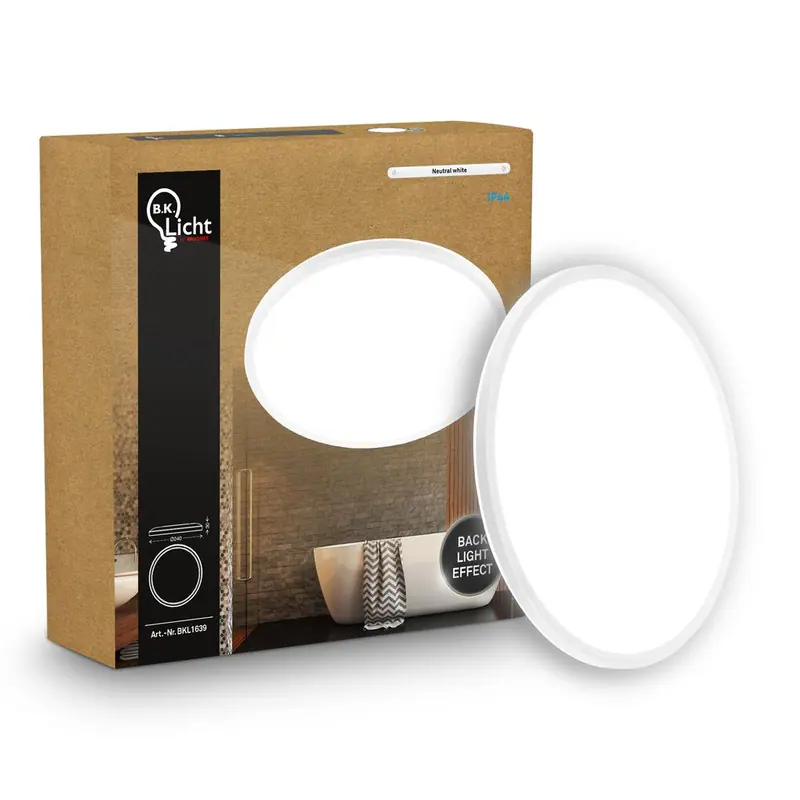 Deckenleuchte LED Deckenlampe Panel Flach Indirektes Licht IP44 Neutralweiß 24cm
