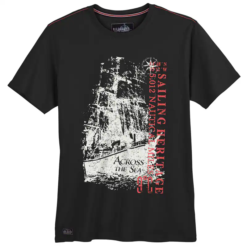 Redfield T-Shirt Übergröße Segel-Print schwarz