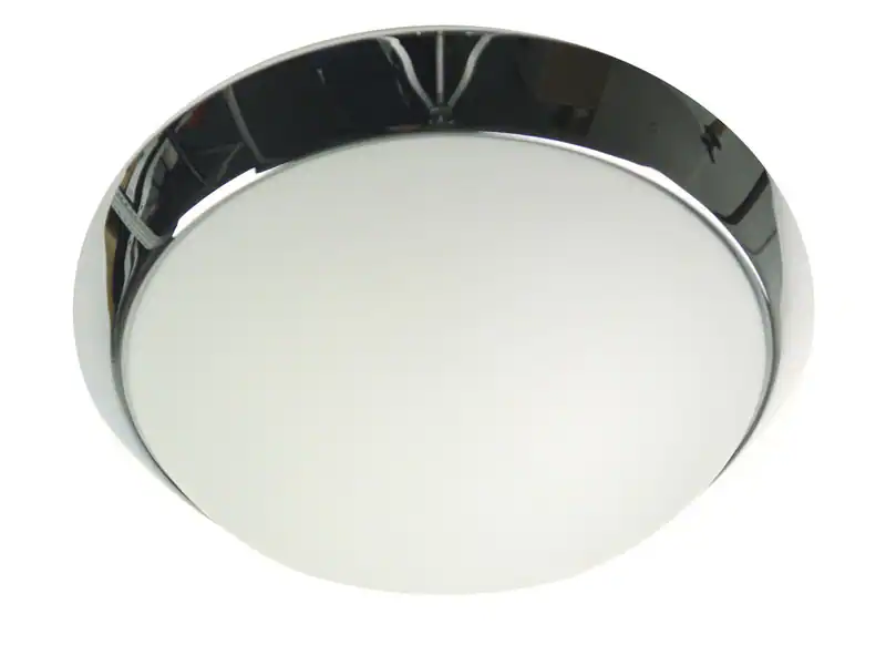 LED Deckenleuchte Opalglas matt, Dekorring Chrom, Ø 50cm Bürobeleuchtung