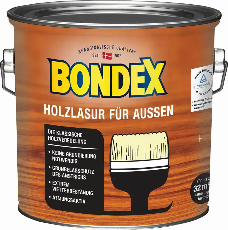 Bondex Holzlasur für Außen, 2,5l für 32,5m², 14 Farben, witterungsbeständig