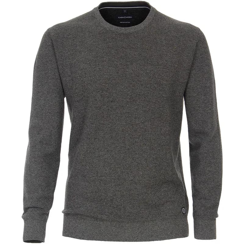 CasaModa Pullover Übergröße grau melange Struktur