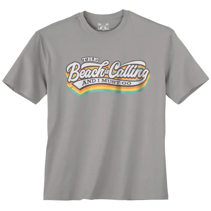 Calm Beach Übergröße T-Shirt grau Beach Calling 3XL 4XL 5XL 6XL 7XL 8XL 10XL NEU
