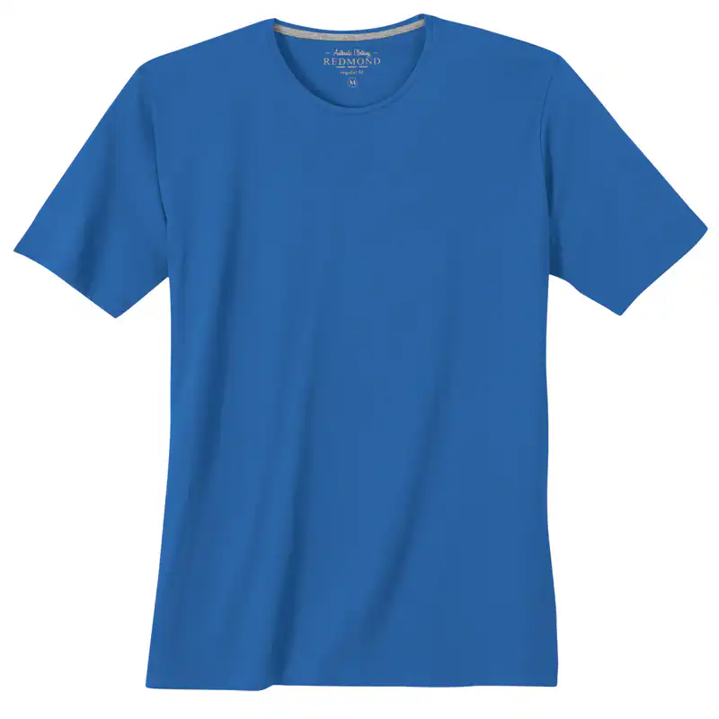 Redmond Basic T-Shirt azurblau große Größen Rundhals