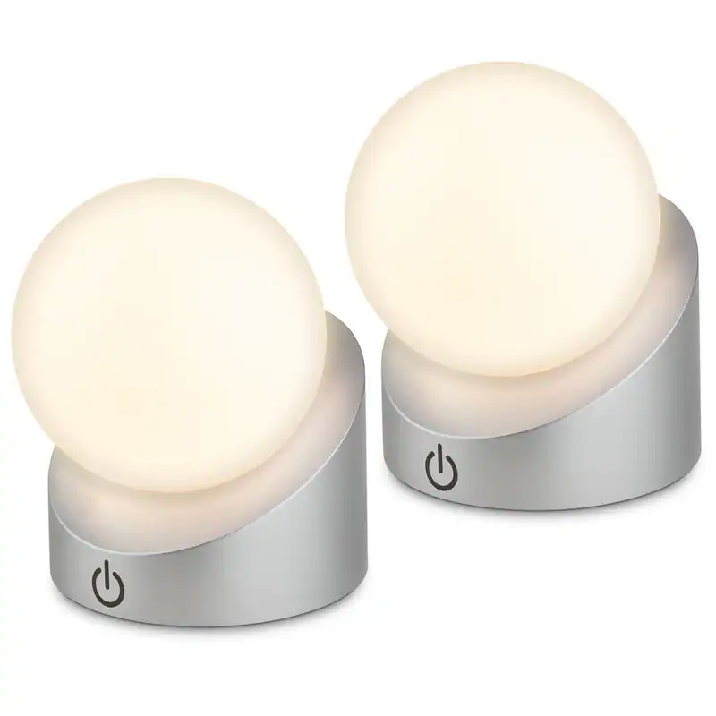 Mini LED Tischlampe kabellos IP54 Tischleuchte Akku Aussen/Innen Dimmbar 2er Set