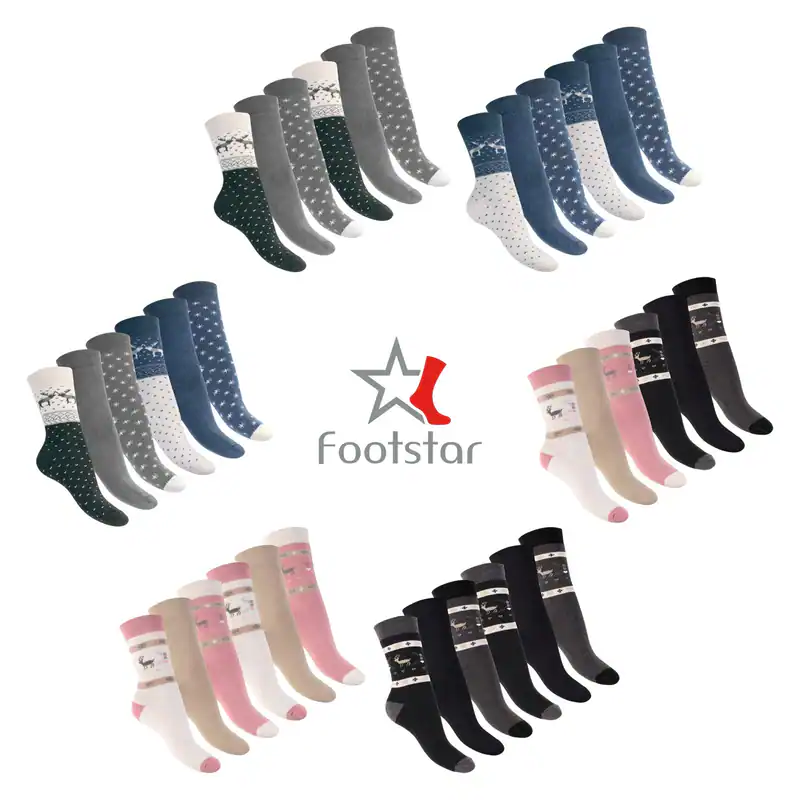 6 Paar Footstar Kuschelsocken Vollfrottee Thermosocken