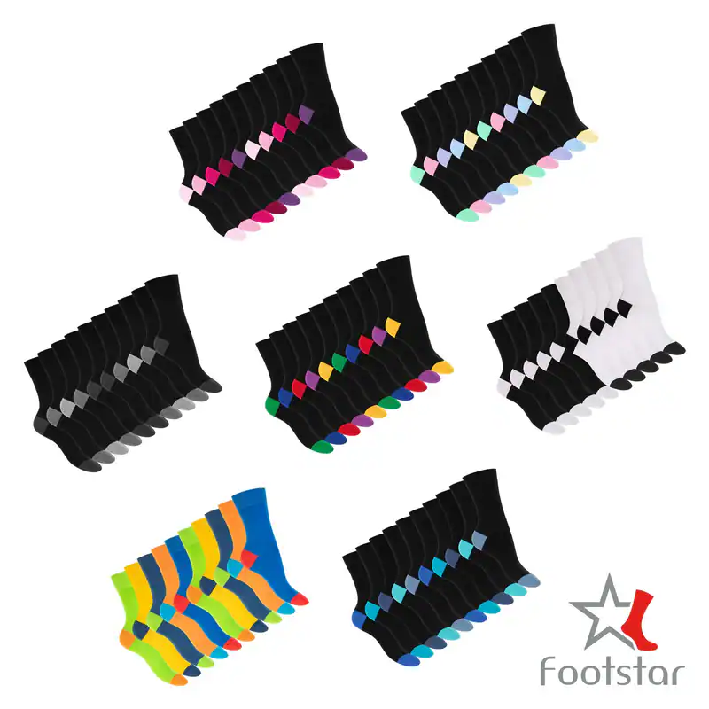 10 Paar Socken aus Baumwolle - Abgesetzte Ferse und Spitze