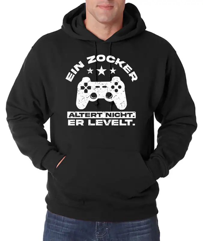 Youth Designz Herren Hoodie Zocker Altert Nicht Er Levelt Gaming Pullover Fun