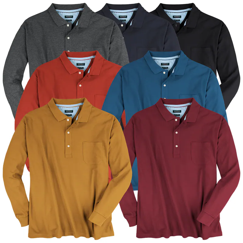 Redfield Übergrößen Langarm Poloshirt 2XL 3XL 4XL 5XL 6XL 7XL 8XL 10XL NEU