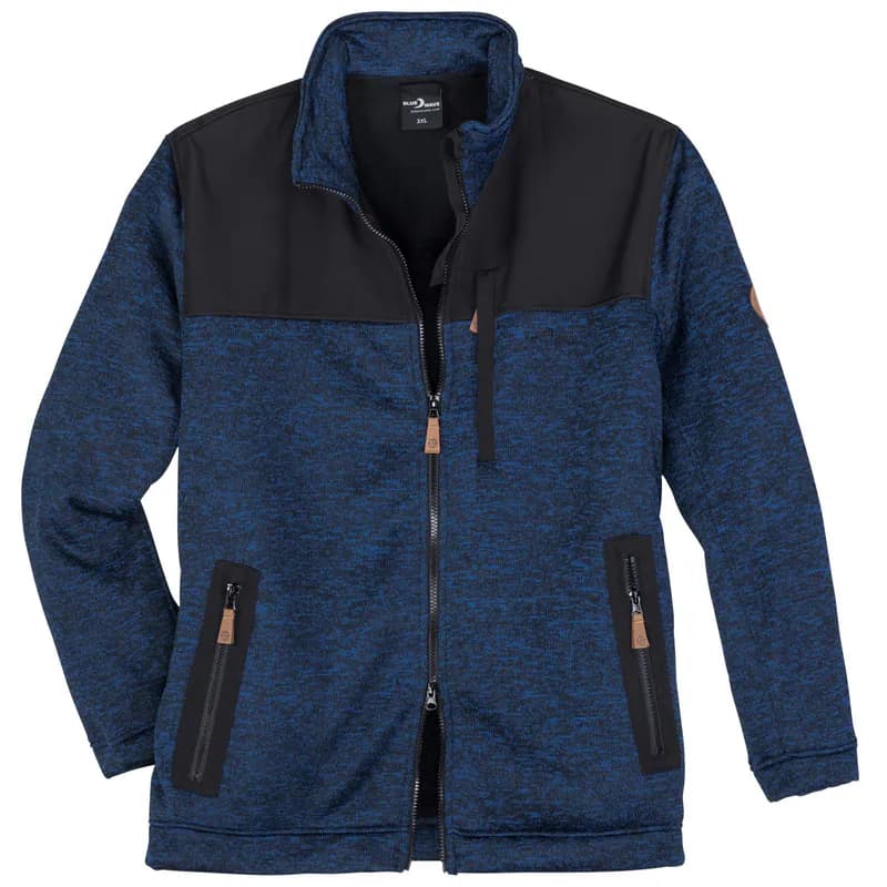 Blue Wave XXL Strick-Fleecejacke royalblau melange