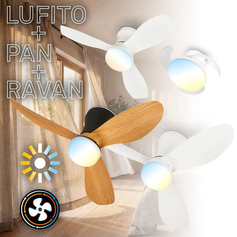 Deckenventilator mit Licht Deckenlampe dimmbar mit Flügeln Fernbedienung