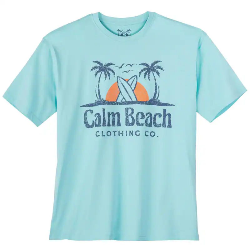 Calm Beach Übergröße T-Shirt türkis Palmenprint 3XL 4XL 5XL 6XL 7XL 8XL 10XL NEU