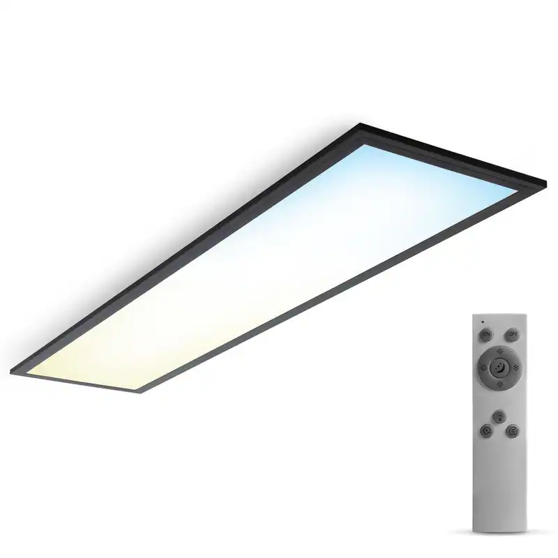 LED Panel flach 100x25cm Deckenleuchte 24W dimmbar Wohnzimmer Büro schwarz CCT