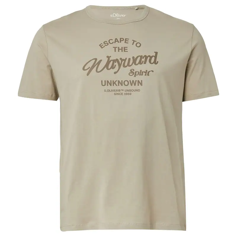 s.Oliver Übergrößen T-Shirt beige Frontprint