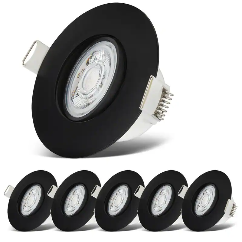6 LED Bad Einbaustrahler schwarz 230V wasserfest IP65 Spot Leuchte schwenkbar 5W