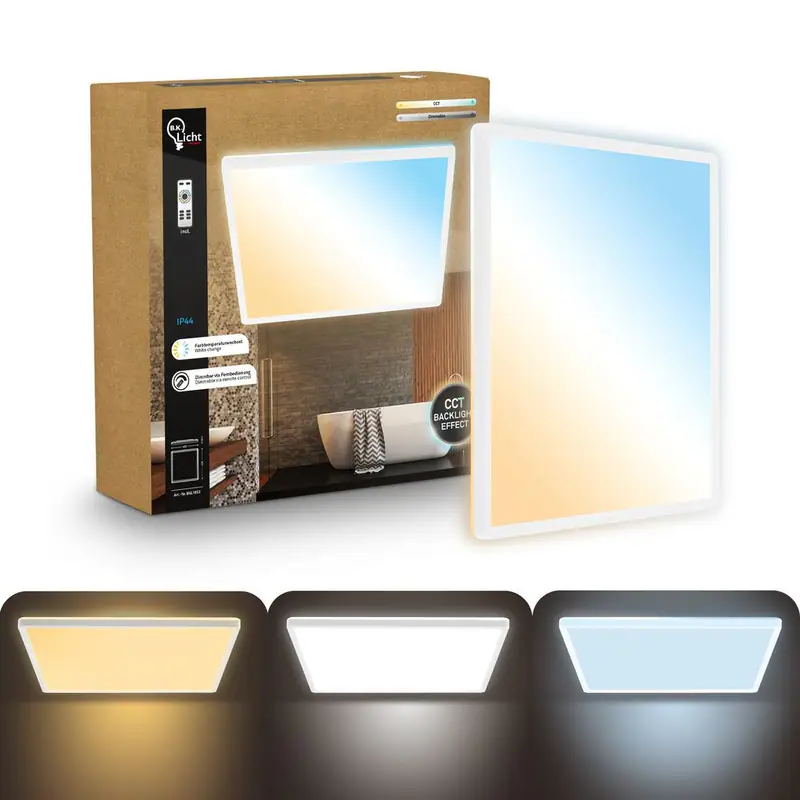 Deckenleuchte LED Deckenlampe Panel Dimmbar Fernbedienung CCT 42x42cm IP44 Weiß