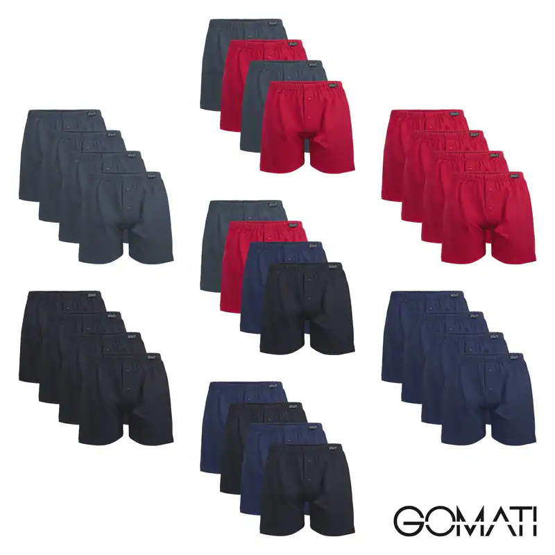 Gomati 4 Herren Single Jersey Boxershorts Boxer Shorts 100% Baumwolle