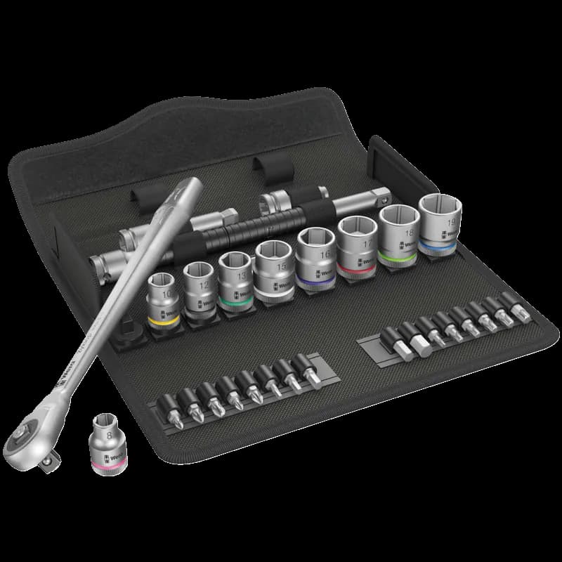 Wera 8100 SB 7 Zyklop Metal-Knarrensatz Durchsteckvierkant 3/8 -Antrieb metrisch