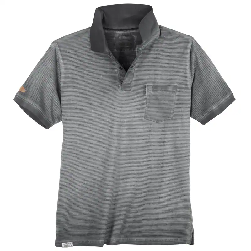 Redfield Used Look Poloshirt XXL grau geringelt