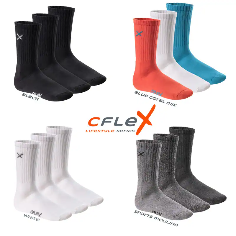 6 Paar CFLEX LIFESTYLE - Unisex long Crew Socks mit Frotteesohle