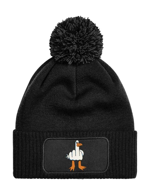 Unisex Strick Bommel Beanie Mütze mit Möwe Finger Print Lustig Küste Geschenk