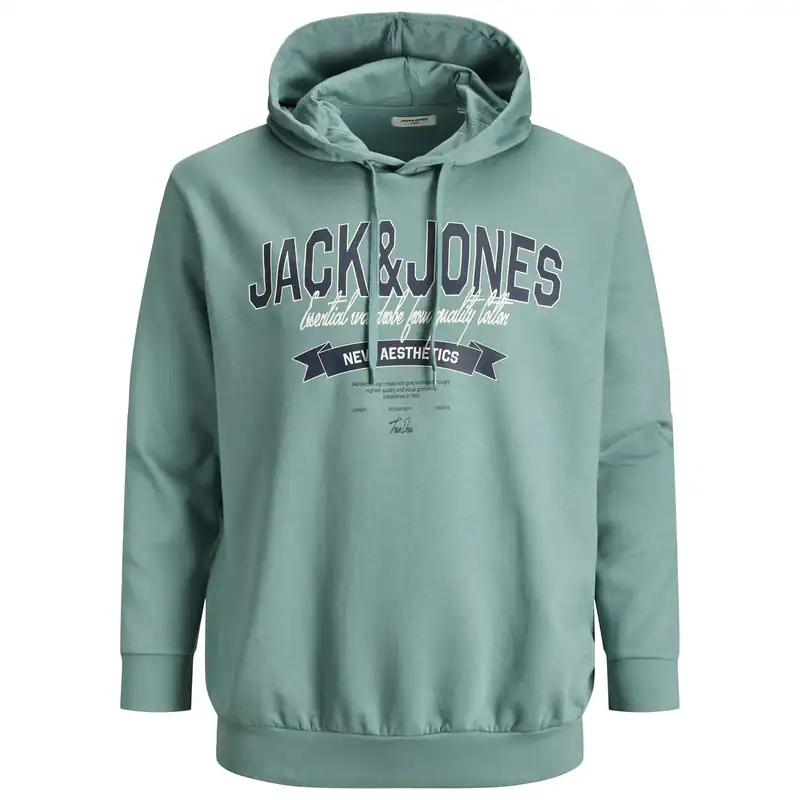 Jack&Jones Übergrößen Hoodie blaugrün JJELOGO Print