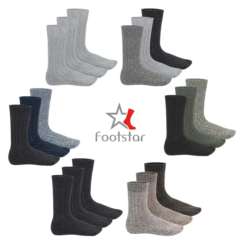 Footstar Herren Winter Wollsocken (6 Paar) Norweger Socken mit Frotteesohle