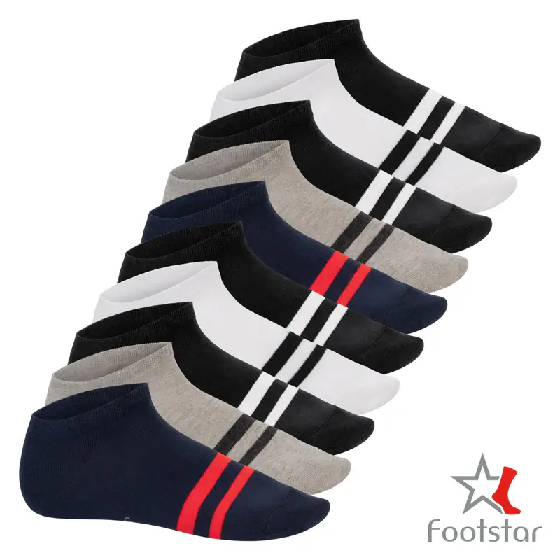 Footstar Damen & Herren Sneaker Socken mit Blockringel Design (10 Paar)